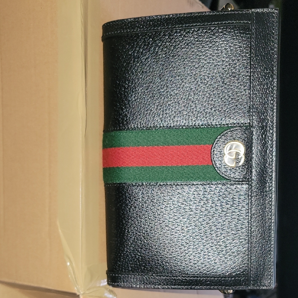 Gucci Black Wallet with Green and Red Accent